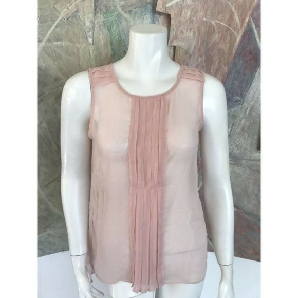 Design History Pale Blush Pink Pleat Front Sleeveless Blouse Top Size Small - Picture 1 of 10